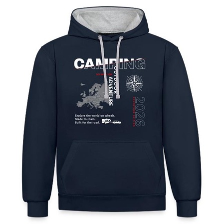 Kontrast Hoodie mit modernem Camper Motiv für Vanlife und Abenteuer